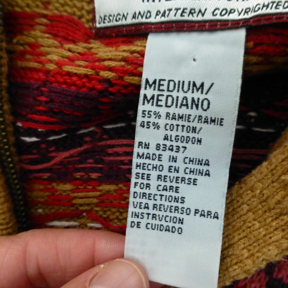 Tiara International Cardigan Sweater Womens Medium Fair Isle Zip Up Ramie Cotton - Picture 6 of 9